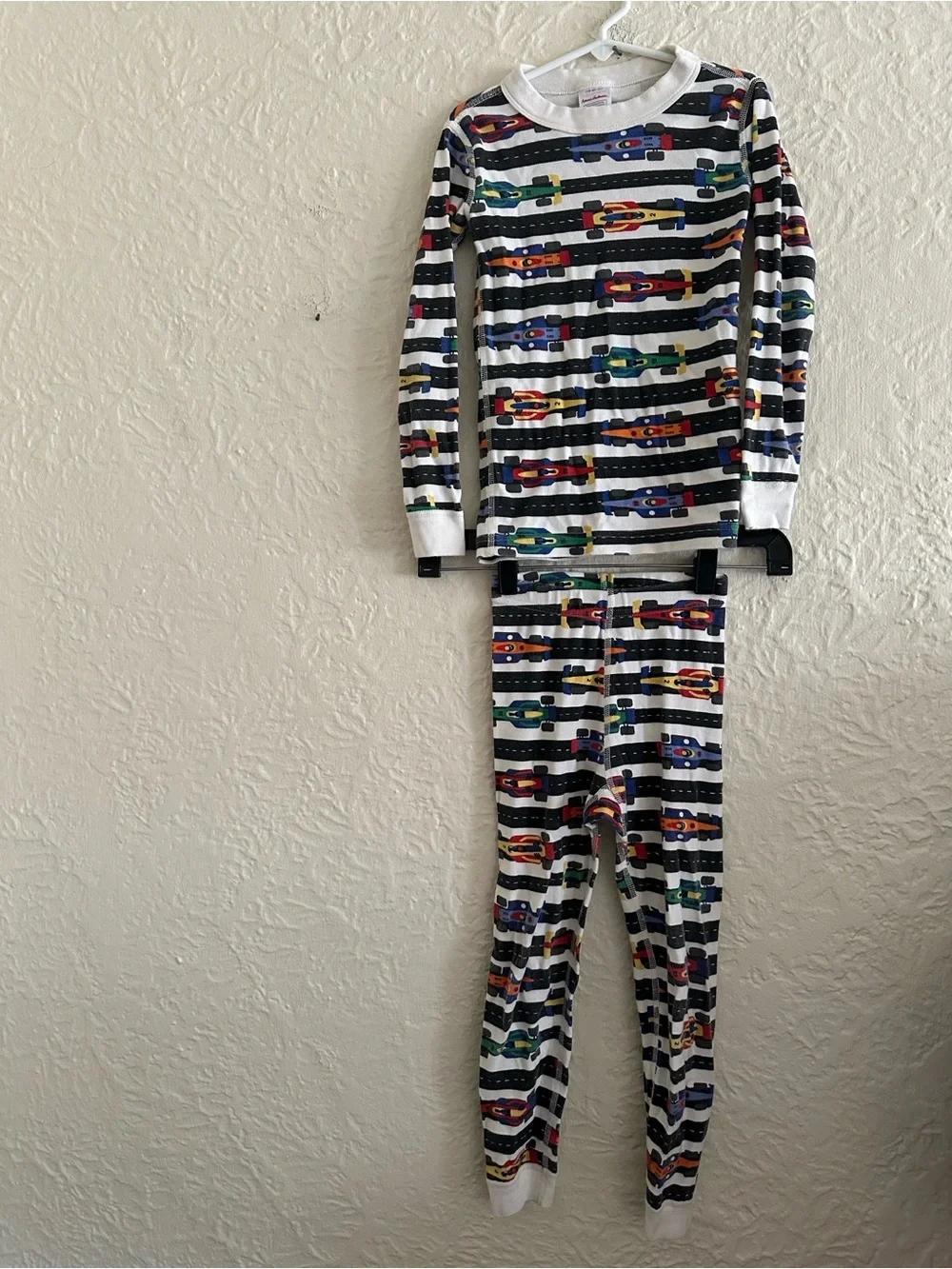 Hanna Andersson Long John Pajama Set Race Day Kids Boys Cars Red Blue Green 5